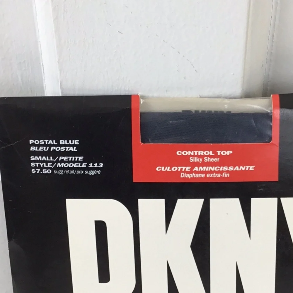 Vintage DKNY Control Top Pantyhose Silky Sheer Navy  Size S